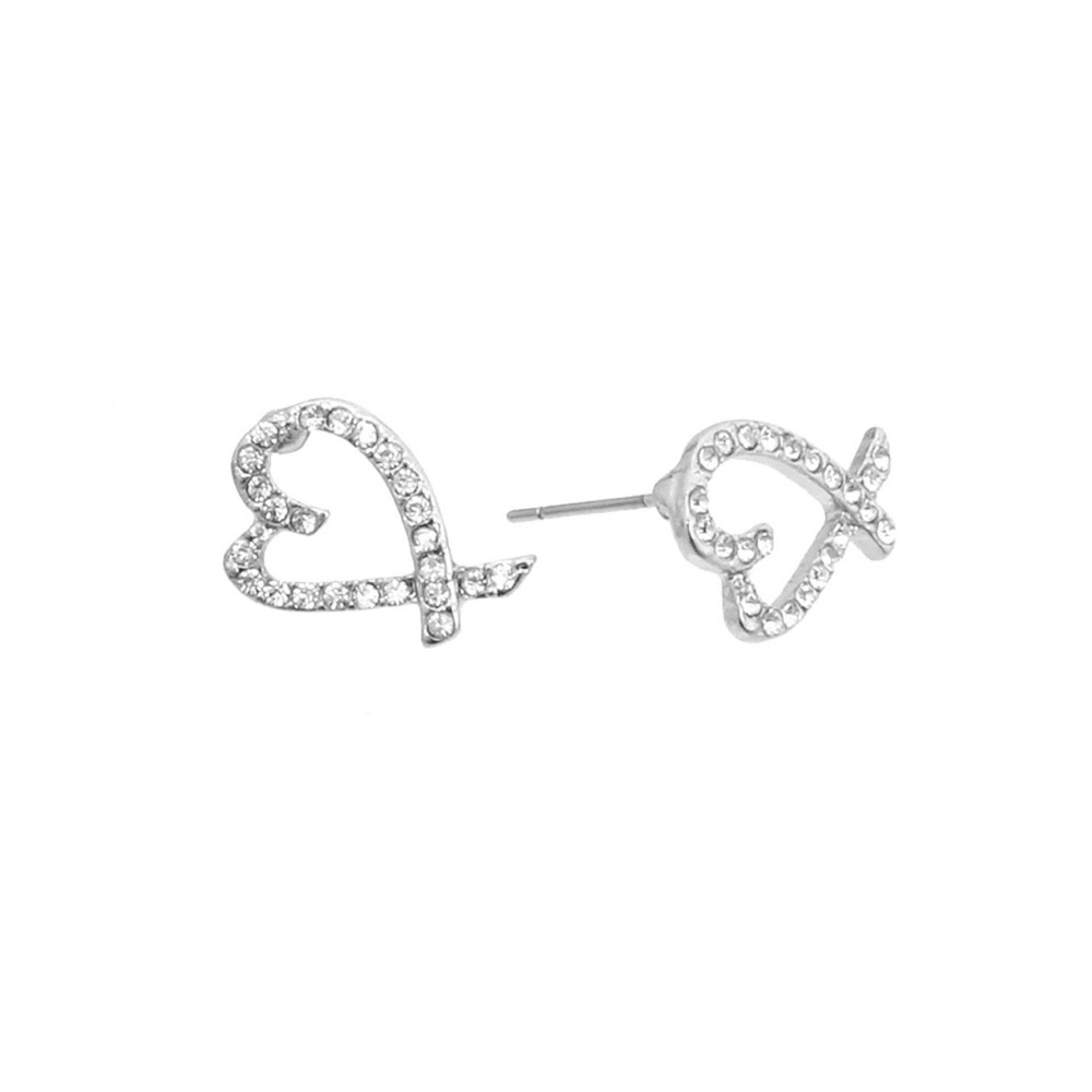 Heart Stud Earrings Silver